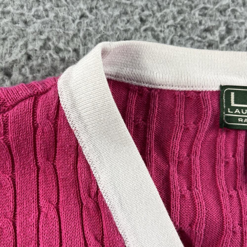Lauren Active Ralph Lauren Cardigan Sweater Womens L Large Colorblock Cable Knit - Picture 7 of 9